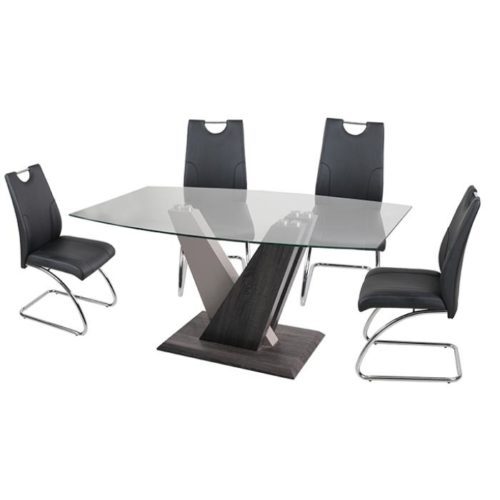 Zara Dining Table & 4 Black PU Dining Chairs Furniture Factors