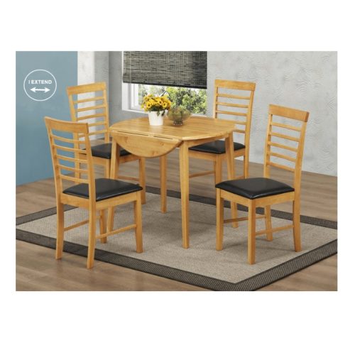 Hanover Oak Round Drop Leaf Table + 4 Chairs
