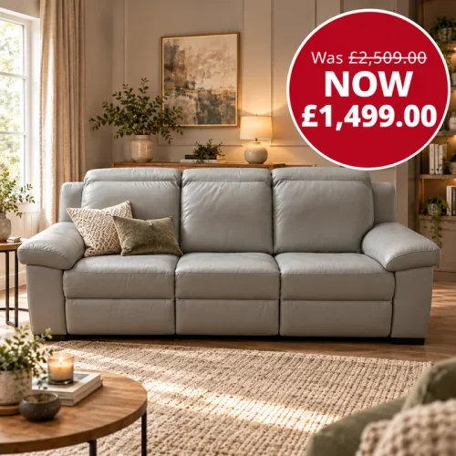 Sultan Leather 3 Seater Static Sofa