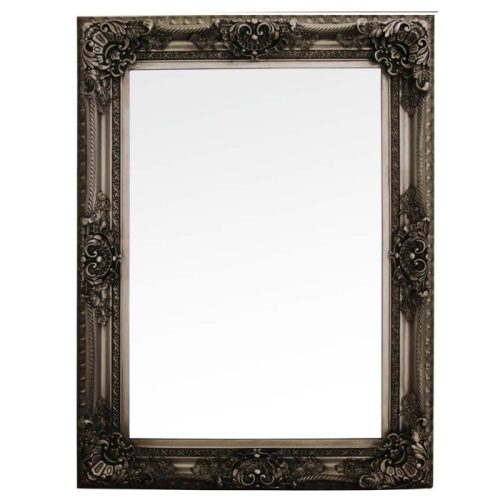 Florence Rectangle Wall Mirror Antique Silver 120 x 90cm