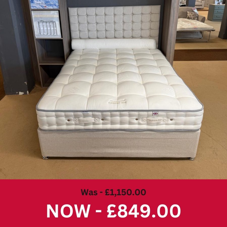5ft Eloquent 1,000 Pocket 2 Drawer Divan Bed with Headboard