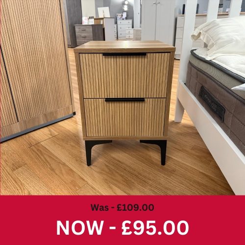 Venice 2 Drawer Bedside Table Venetian Light Oak