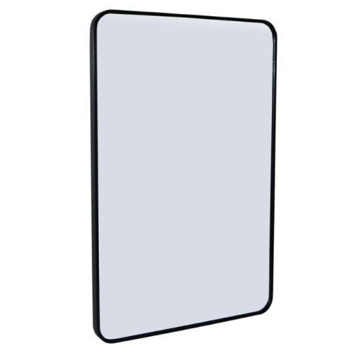 Curved Edge Black Metal Frame Mirror 60 x 90cm