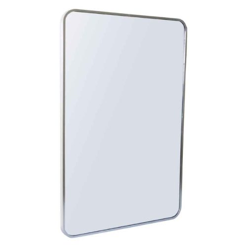 Curved Edge Silver Metal Frame Mirror 60 x 90cm