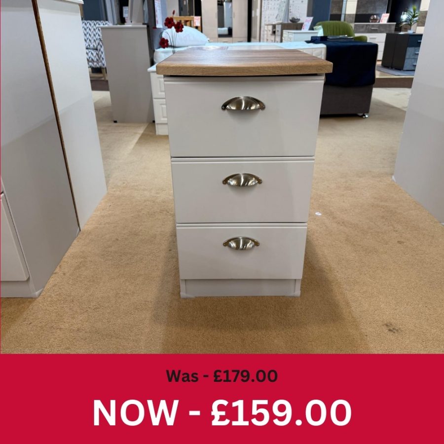 Victoria 3 Drawer Bedside Table