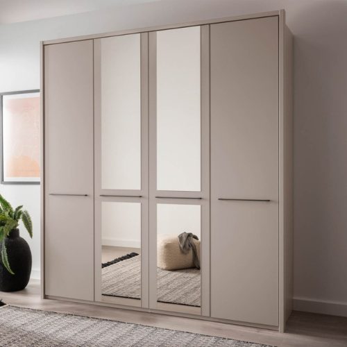 Cairns 4 Door 2 Mirror Hinged Door Wardrobe Pebble Grey