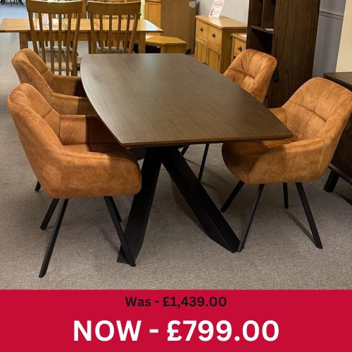 Nevada 180cm Table + 4 Jade Chairs in Rust Set