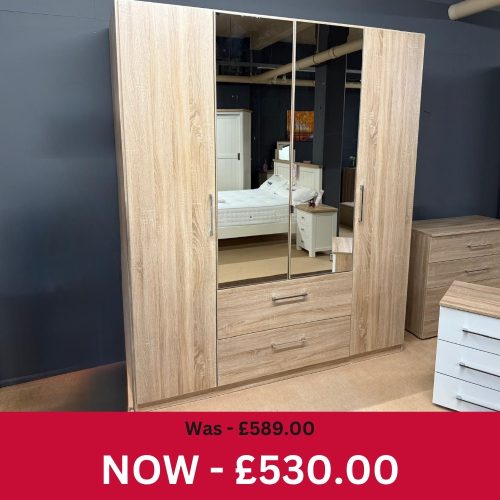 Ellesse 4 Door 2 Drawer Wardrobe
