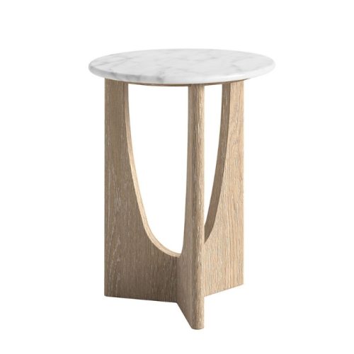 Pompeii Round Side Table with Travertine Top