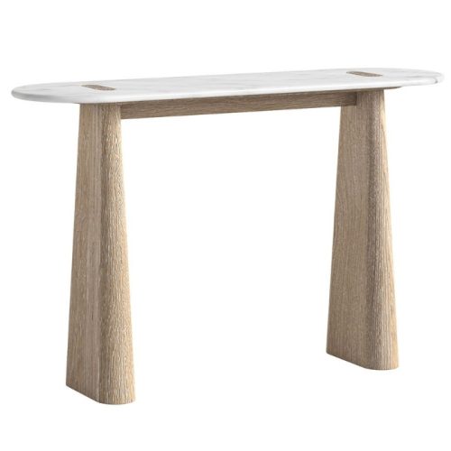 Pompeii Oak Console Table with Travertine Top