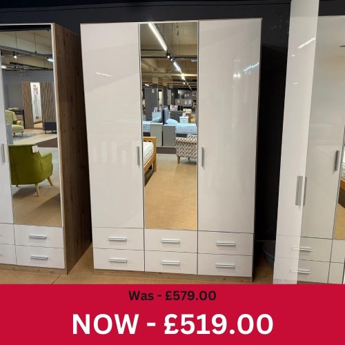Stuttgart 3 Door, 1 Mirror, 6 Drawer Wardrobe