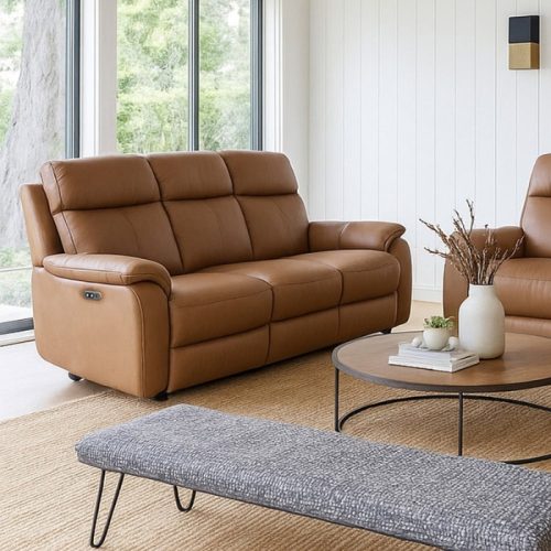 Kingsley 3 Seater Leather Power Recliner Sofa