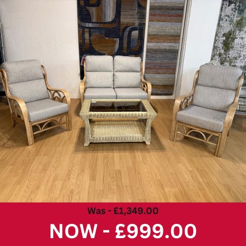 Catania 2 Seater Sofa + 2 Chairs Cane Set