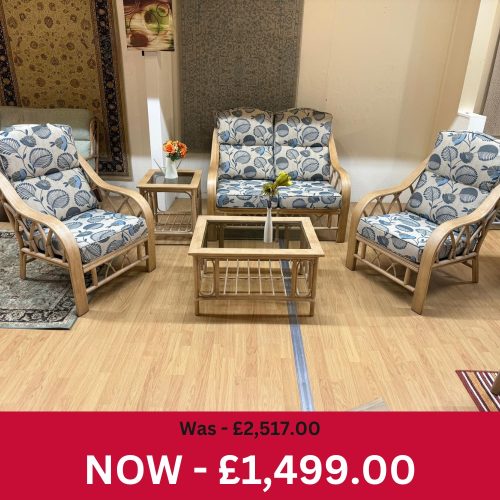 Lavella 2 Seater Sofa + 2 Chairs + Coffee Table + Lamp Table Cane Set