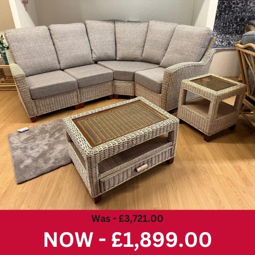 Norfolk Modula Corner Sofa + Coffee + Side Tables Cane Set