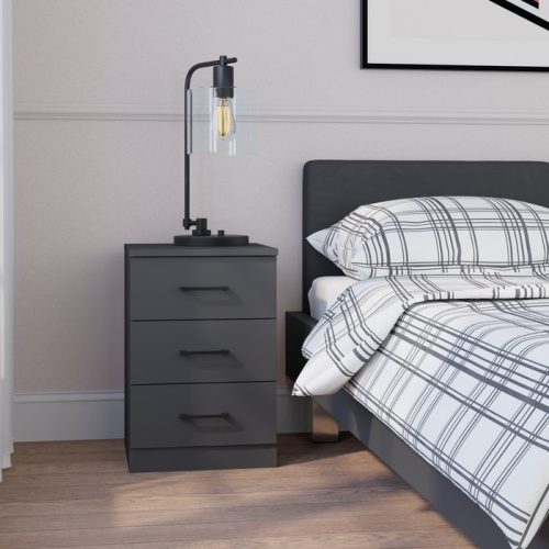 Sorrento 3 Drawer Bedside Table Anthracite