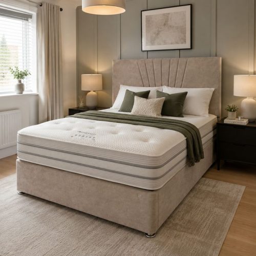 Emerald 1,000 Pocket 2 Drawer Divan with Floor Standing Headboard