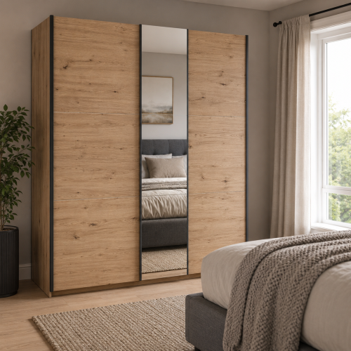 Slide 2 Door Mirrored Sliding Wardrobe Compact