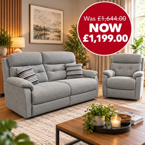 Harley 3 Seater Static Sofa + Power Recliner Chair