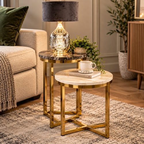Gavoi Gold 2 Tier Side Table