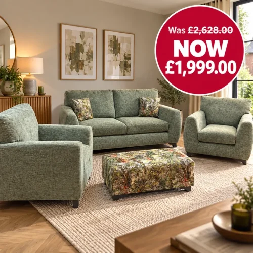 Paris 2 Seater, 2 Chairs + Stool Set